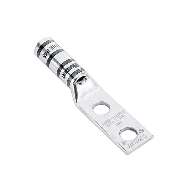 Two-Hole Compression Lug, Long Barrel, Copper, White